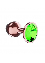 Пробка цвета розового золота с лаймовым кристаллом Diamond Emerald Shine S - 7,2 см. - Lola Games - купить с доставкой в Тюмени