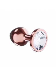 Пробка цвета розового золота с прозрачным кристаллом Diamond Moonstone Shine S - 7,2 см. - Lola Games - купить с доставкой в Тюмени