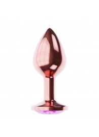 Пробка цвета розового золота с лиловым кристаллом Diamond Quartz Shine L - 8,3 см. - Lola Games - купить с доставкой в Тюмени