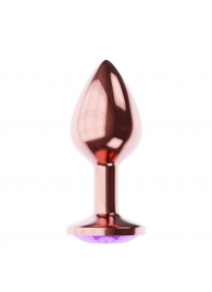 Пробка цвета розового золота с фиолетовым кристаллом Diamond Amethyst Shine L - 8,3 см. - Lola Games - купить с доставкой в Тюмени