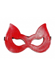Двусторонняя красно-черная маска с ушками из эко-кожи - БДСМ Арсенал - купить с доставкой в Тюмени