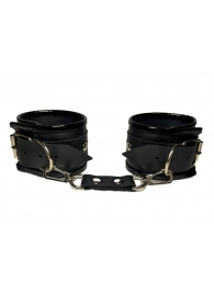 Черные наручники из эко-кожи - БДСМ Арсенал - купить с доставкой в Тюмени