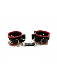 Черно-красные наручники с бантиками из эко-кожи - БДСМ Арсенал - купить с доставкой в Тюмени