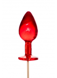 Красный леденец в форме малой анальной пробки со вкусом виски - Sosuчki - купить с доставкой в Тюмени
