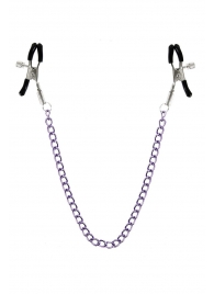 Зажимы для сосков с фиолетовой цепочкой Sweet Caress Nipple Chain - Sweet Caress - купить с доставкой в Тюмени