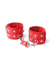 Красные кожаные наручники с велюровой подкладкой - Sitabella - купить с доставкой в Тюмени