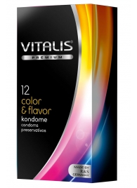 Цветные ароматизированные презервативы VITALIS PREMIUM color   flavor - 12 шт. - Vitalis - купить с доставкой в Тюмени