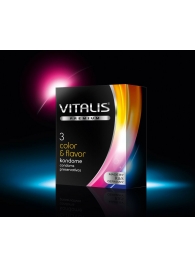 Цветные ароматизированные презервативы VITALIS PREMIUM color   flavor - 3 шт. - Vitalis - купить с доставкой в Тюмени