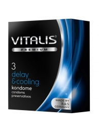 Презервативы VITALIS PREMIUM delay   cooling с охлаждающим эффектом - 3 шт. - Vitalis - купить с доставкой в Тюмени