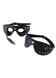 Чёрная кожаная маска с велюровой подкладкой - Sitabella - купить с доставкой в Тюмени