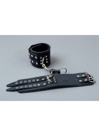 Широкие чёрные кожаные наручники - Подиум - купить с доставкой в Тюмени