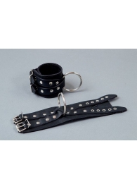 Чёрные кожаные наручники  Крест - Подиум - купить с доставкой в Тюмени
