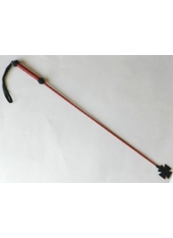 Короткий плетеный стек с наконечником-крестом и красной рукоятью - 70 см. - Подиум - купить с доставкой в Тюмени