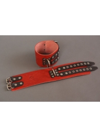 Широкие красно-черные наручники без подкладки - Подиум - купить с доставкой в Тюмени