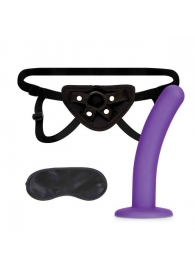 Фиолетовый поясной фаллоимитатор Strap on Harness   5in Dildo Set - 12,25 см. - Lux Fetish - купить с доставкой в Тюмени