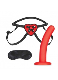 Красный поясной фаллоимитатор Red Heart Strap on Harness   5in Dildo Set - 12,25 см. - Lux Fetish - купить с доставкой в Тюмени