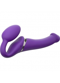 Фиолетовый безремневой вибрострапон Vibrating Bendable Strap-On - size L - Strap-on-me - купить с доставкой в Тюмени