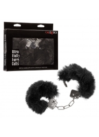 Металлические наручники с черным мехом Ultra Fluffy Furry Cuffs - California Exotic Novelties - купить с доставкой в Тюмени