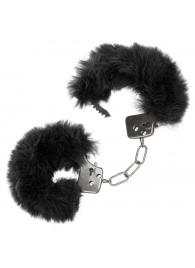 Металлические наручники с черным мехом Ultra Fluffy Furry Cuffs - California Exotic Novelties - купить с доставкой в Тюмени