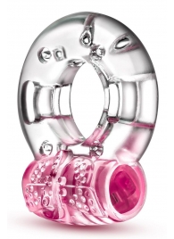 Розовое эрекционное виброкольцо Arouser Vibrating C-Ring - Blush Novelties