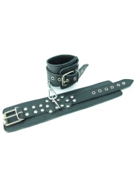 Чёрные наручники  из кожи с пряжкой - БДСМ Арсенал - купить с доставкой в Тюмени