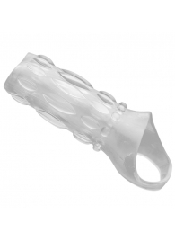 Насадка на пенис с кольцом для мошонки Clear Sensations Enhancer Sex Sleeve - 11,5 см. - XR Brands - в Тюмени купить с доставкой