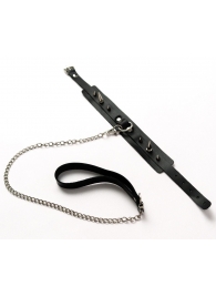 Черный ошейник с шипами и поводком - Crazy Handmade - купить с доставкой в Тюмени