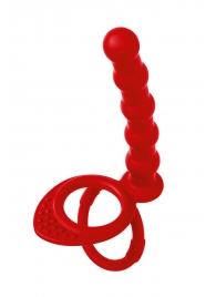 Красная насадка на пенис для двойного проникновения - 19,5 см. - ToyFa - купить с доставкой в Тюмени