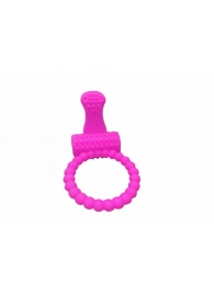 Розовое силиконовое эрекционное кольцо с вибрацией и язычком - 4sexdreaM - в Тюмени купить с доставкой