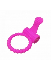 Розовое силиконовое эрекционное кольцо с вибрацией и язычком - 4sexdreaM - в Тюмени купить с доставкой