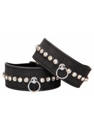 Черные наручники Diamond Studded Wrist Cuffs - Shots Media BV - купить с доставкой в Тюмени