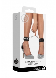 Черные поножи Diamond Studded Ankle Cuffs - Shots Media BV - купить с доставкой в Тюмени