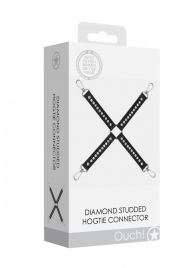 Черный крестообразный фиксатор Diamond Studded Hogtie - Shots Media BV - купить с доставкой в Тюмени