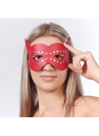 Красная маска на глаза с разрезами и заклепками - Sitabella - купить с доставкой в Тюмени