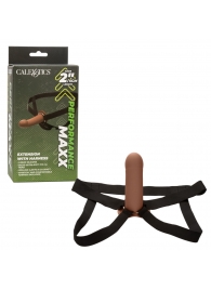 Коричневый фаллопротез из силикона Extension with Harness - 15,75 см. - California Exotic Novelties - купить с доставкой в Тюмени