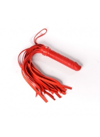Красная плеть  Ракета А  с рукоятью из латекса и хвостами из кожи - 50 см. - Sitabella - купить с доставкой в Тюмени