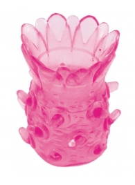Розовая рельефная насадка на пенис - Toyfa Basic - в Тюмени купить с доставкой