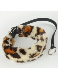 Леопардовый меховой ошейник с кожаным поводком - Sitabella - купить с доставкой в Тюмени