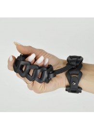 Черные кожаные наручники  Клеопатра - Sitabella - купить с доставкой в Тюмени