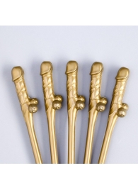 Золотистые коктейльные трубочки в виде пениса - 5 шт. - Сима-Ленд - купить с доставкой в Тюмени