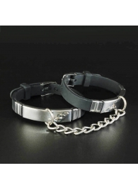 Черные силиконовые наручники с серебристой цепочкой - Sitabella - купить с доставкой в Тюмени
