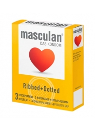 Презервативы с колечками и пупырышками Masculan Ribbed+Dotted - 3 шт. - Masculan - купить с доставкой в Тюмени