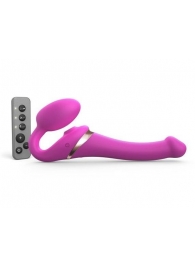Ярко-розовый безремневой страпон Multi Orgasm Size S с клиторальной стимуляцией - Strap-on-me - купить с доставкой в Тюмени