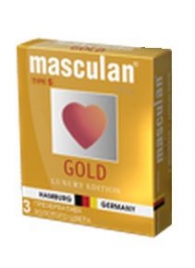 Презервативы Masculan Ultra Gold с золотым напылением и ароматом ванили - 3 шт. - Masculan - купить с доставкой в Тюмени