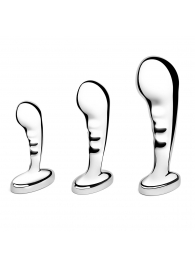 Набор из 3 стальных стимуляторов простаты Stainless Steel P-spot Training Set - b-Vibe - в Тюмени купить с доставкой