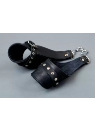 Чёрные кожаные наручники для подвешивания - Подиум - купить с доставкой в Тюмени
