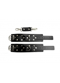 Черные кожаные наручники Sex Game - БДСМ Арсенал - купить с доставкой в Тюмени