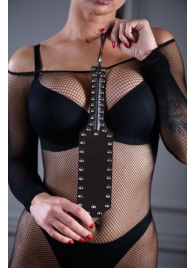 Коричневая шлепалка Sex Game с заклепками - 33 см. - БДСМ Арсенал - купить с доставкой в Тюмени