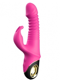 Ярко-розовый вибратор Crazy Rabbit с фрикционным движением и ротацией - 23 см. - Eroticon