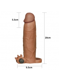Коричневая насадка на пенис Add 3 Pleasure X Tender Vibrating Penis Sleeve с вибропулей - 20 см. - Lovetoy - в Тюмени купить с доставкой